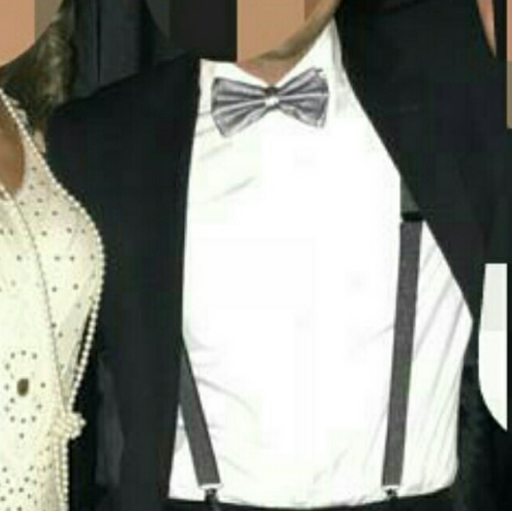 '20's Costume - Silver Men's Bowtie and Suspenders